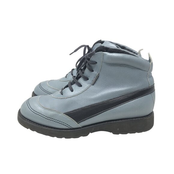 Vintage Paraboot Leather Lace-Up Ankle Boots US 7 Blue Rubber Sole Casual Shoes - Picture 4 of 10